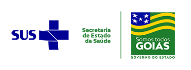 Assinatura de logos: SUS, SES/GO e Governo de Goiás